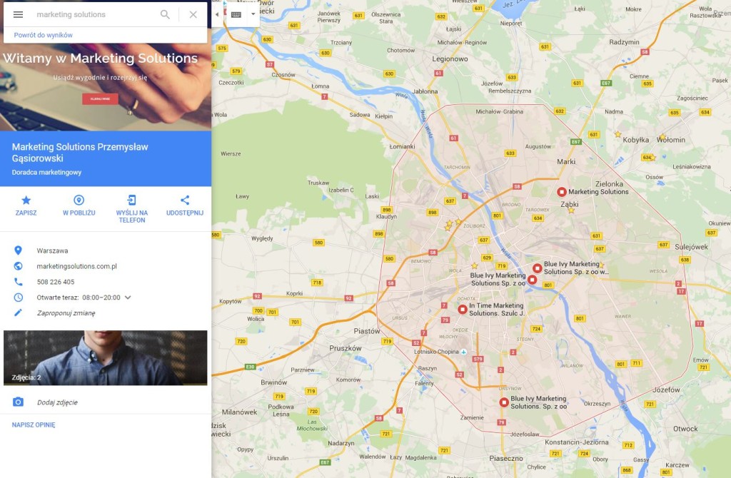 wizytówka firmy Google maps